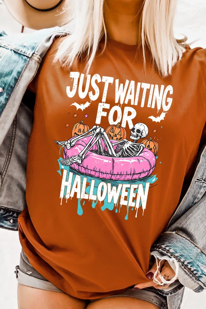 US3001-E3138 Just Waiting For Halloween Graphic Tee $12.5