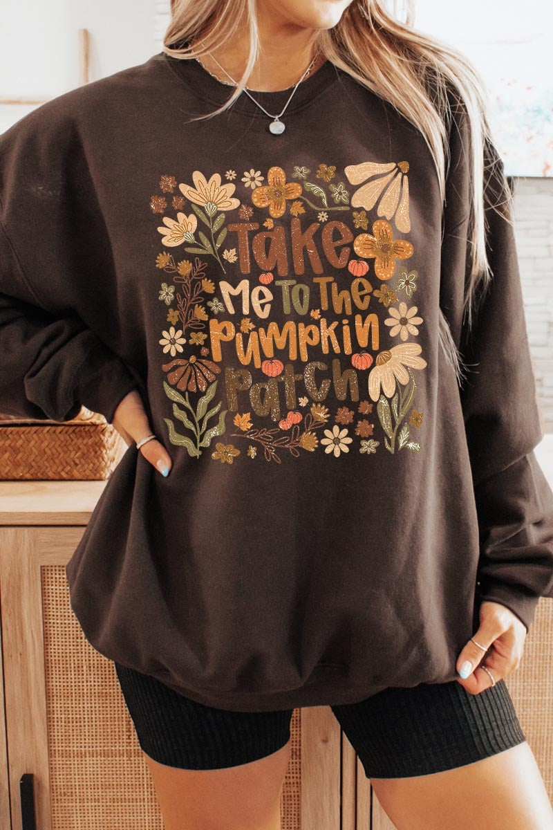 UL180P-E3136 Take Me To The Pumpkin Patch Plus Sweatshirt $25