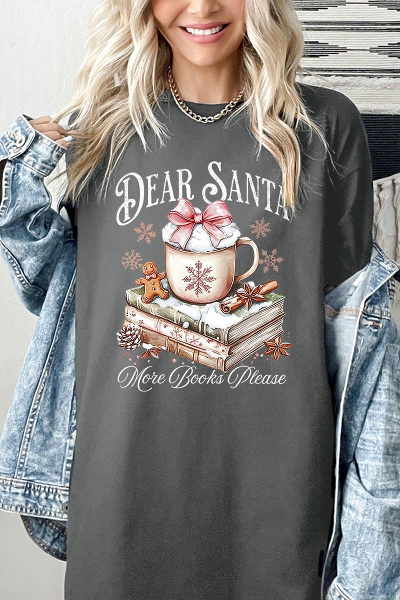 5000-E3205 Dear Santa Books Graphic Heavy Cotton Tee $9