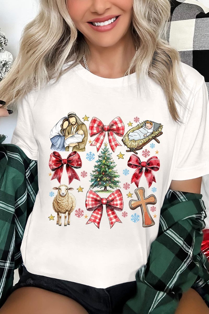 US3001-E3219 Nativity Scene Christmas Graphic Tee $12.5