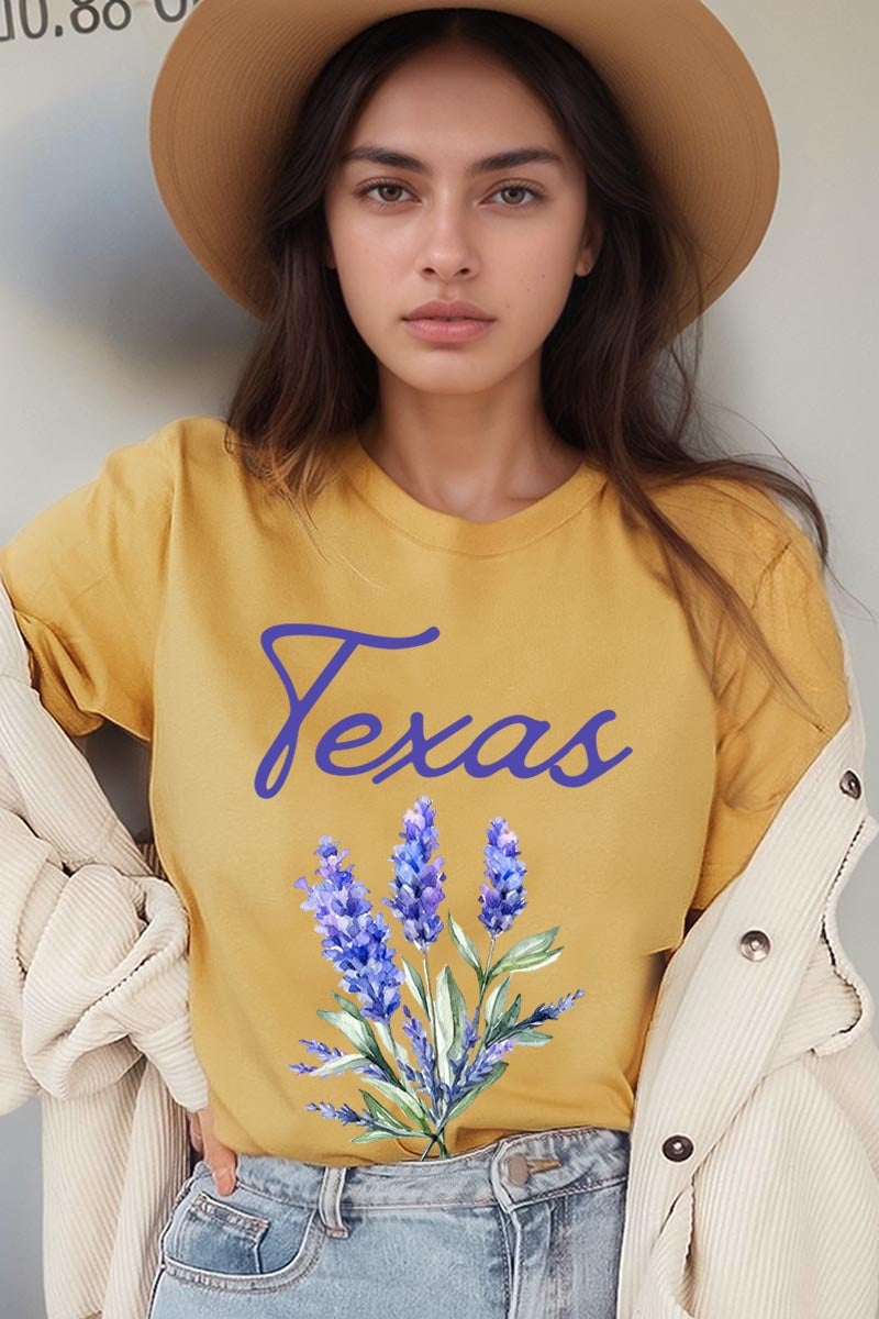 US3001-E3060 Texas Bluebonnet Graphic Tee $12.5