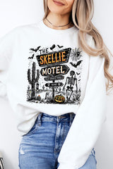 UL180P-E3108 Skellie Motel Halloween Graphic Plus Sweatshirt $25