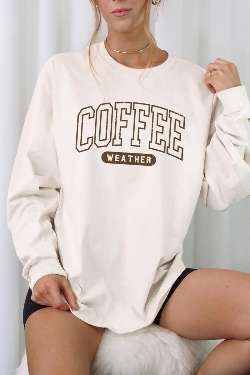 UL240P-E3207 Coffee Weather Graphic Plus Long Sleeve Tee $17