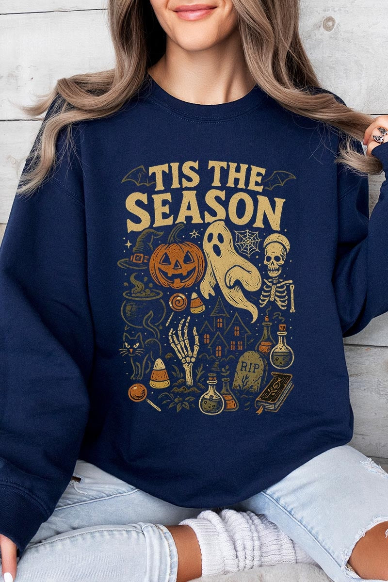UL180P-E3125 Tis The Season Halloween Graphic Plus Sweatshirt $25