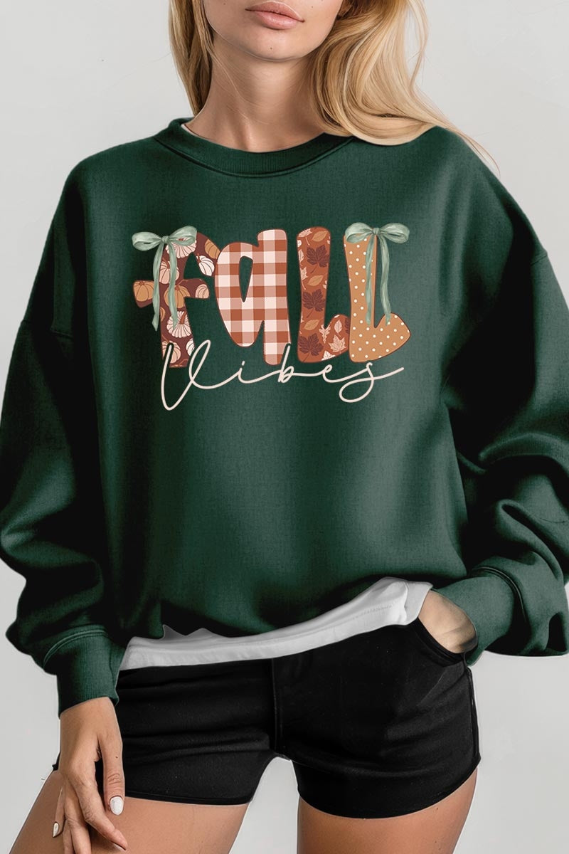 UL180P-E3071 Fall Vibes Rustic Script Graphic Plus Sweatshirt $25