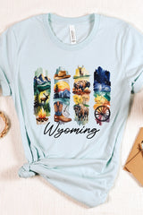 US3001P-E3061WY Wyoming State Brushstroke Graphic Plus Tee $16