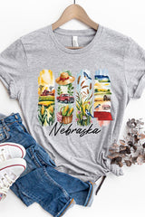 US3001P-E3061NE Nebraska State Brushstroke Graphic Plus Tee $16