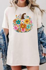 5000P-E3118 Floral Pumpkin Graphic Plus Heavy Cotton Tee $12.75