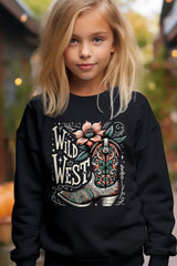 UL180B-E3100Z Wild West Cowgirl Boot Kids Graphic Sweatshirt $20