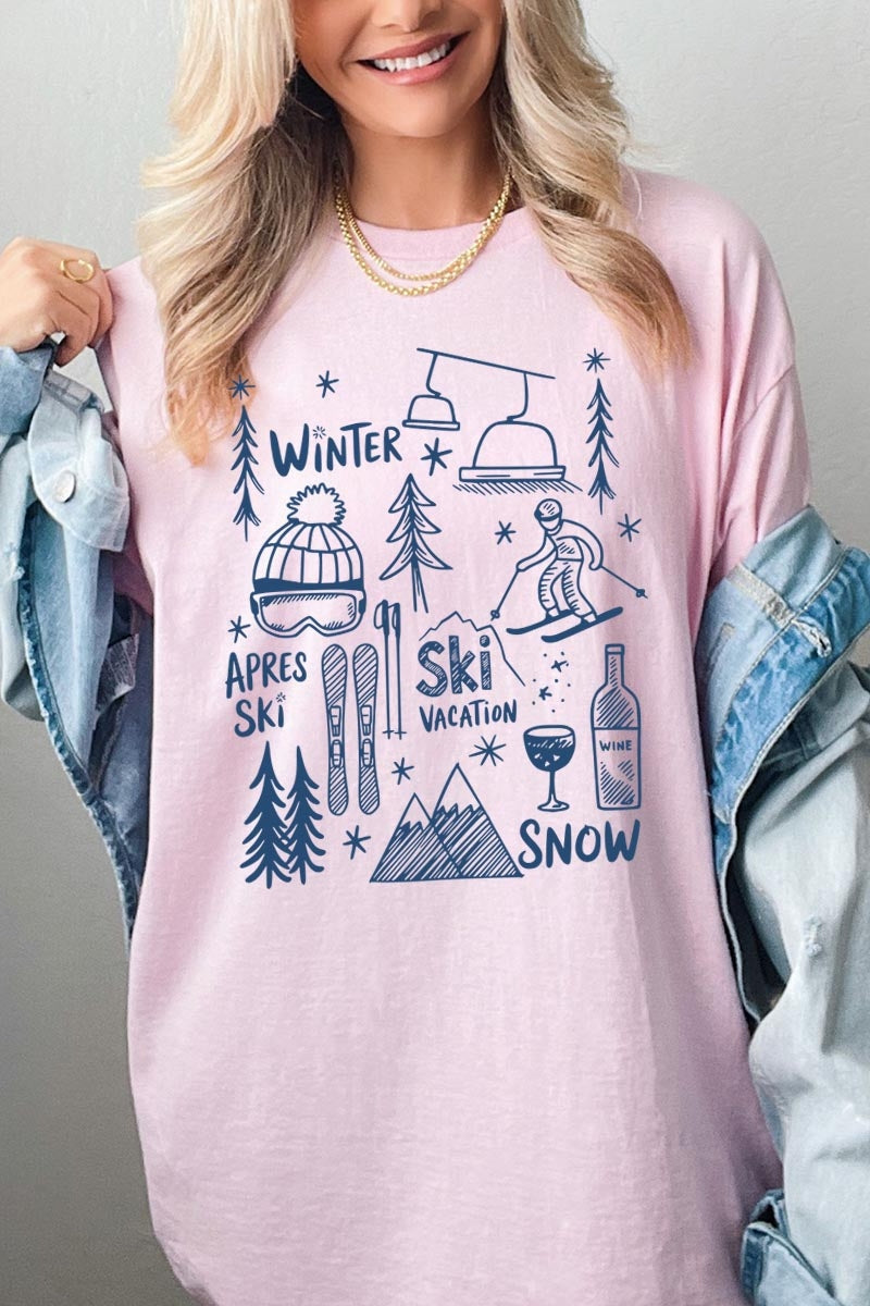 5000-E3188 Ski Doodle Graphic Heavy Cotton Tee $9