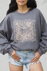 UL180-E3112 Fall Pumpkin Botanical Graphic Sweatshirt $20