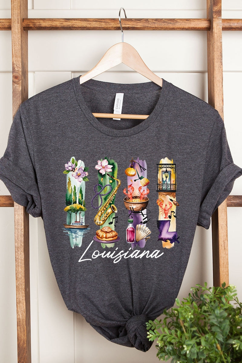 US3001-E3061LA Louisiana State Brushstroke Graphic Tee $12.5