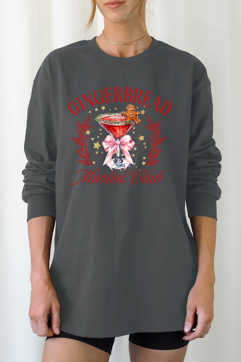 UL240P-E3216 Gingerbread Martini Club Graphic Plus Long Sleeve Tee $17