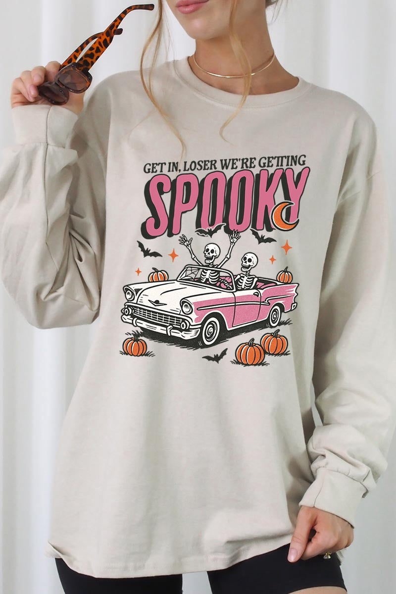 UL240-E3142 Spooky Skeleton Graphic Long Sleeve Tee $13.75