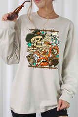 UL240P-E3096 Vintage Western Collage Plus Long Sleeve Tee $17