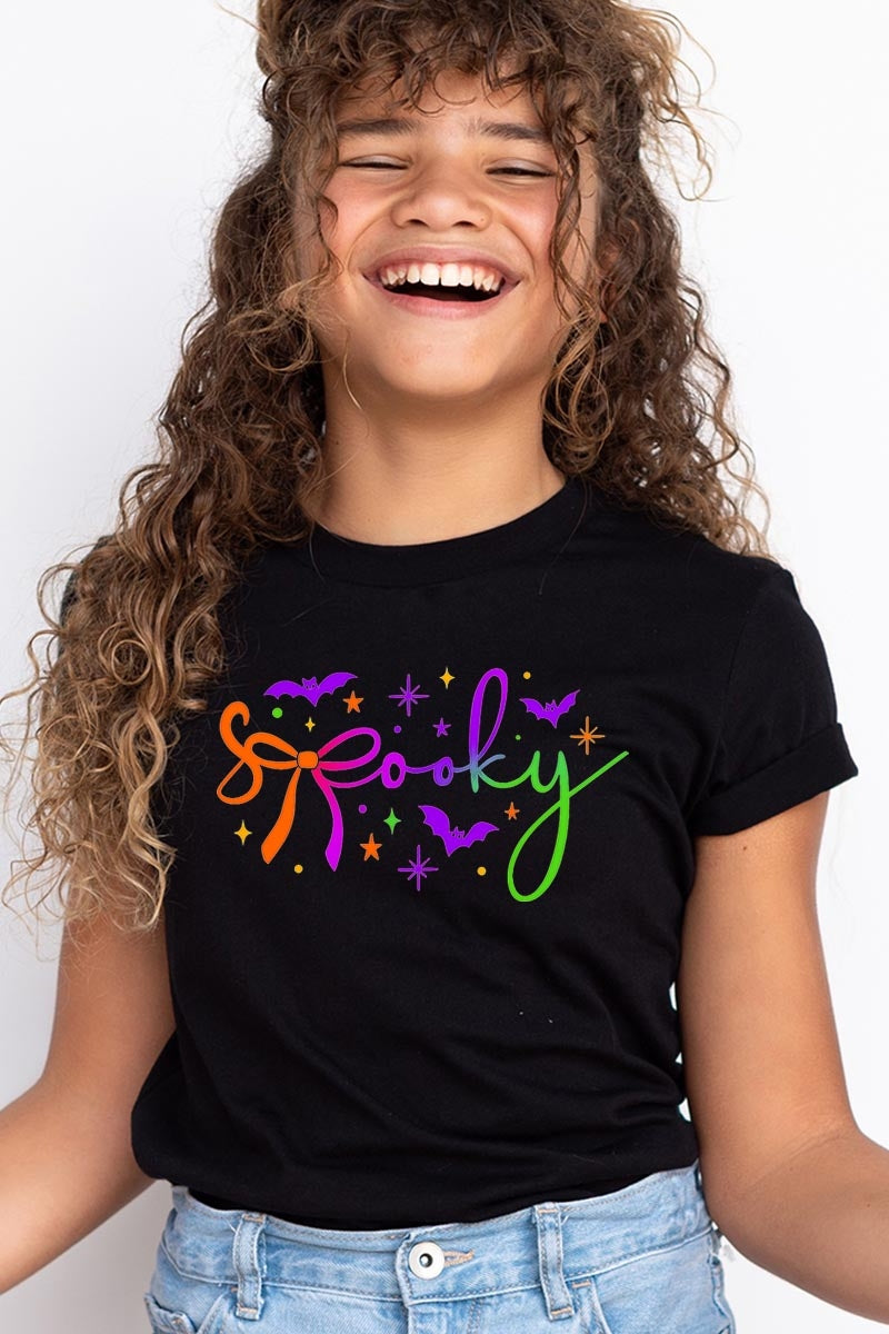 US3001Y-E3109Z Spooky Halloween Kids Graphic Tee $11