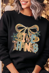 UL180P-E3154 Give Thanks Bow Graphic Plus Sweatshirt $25