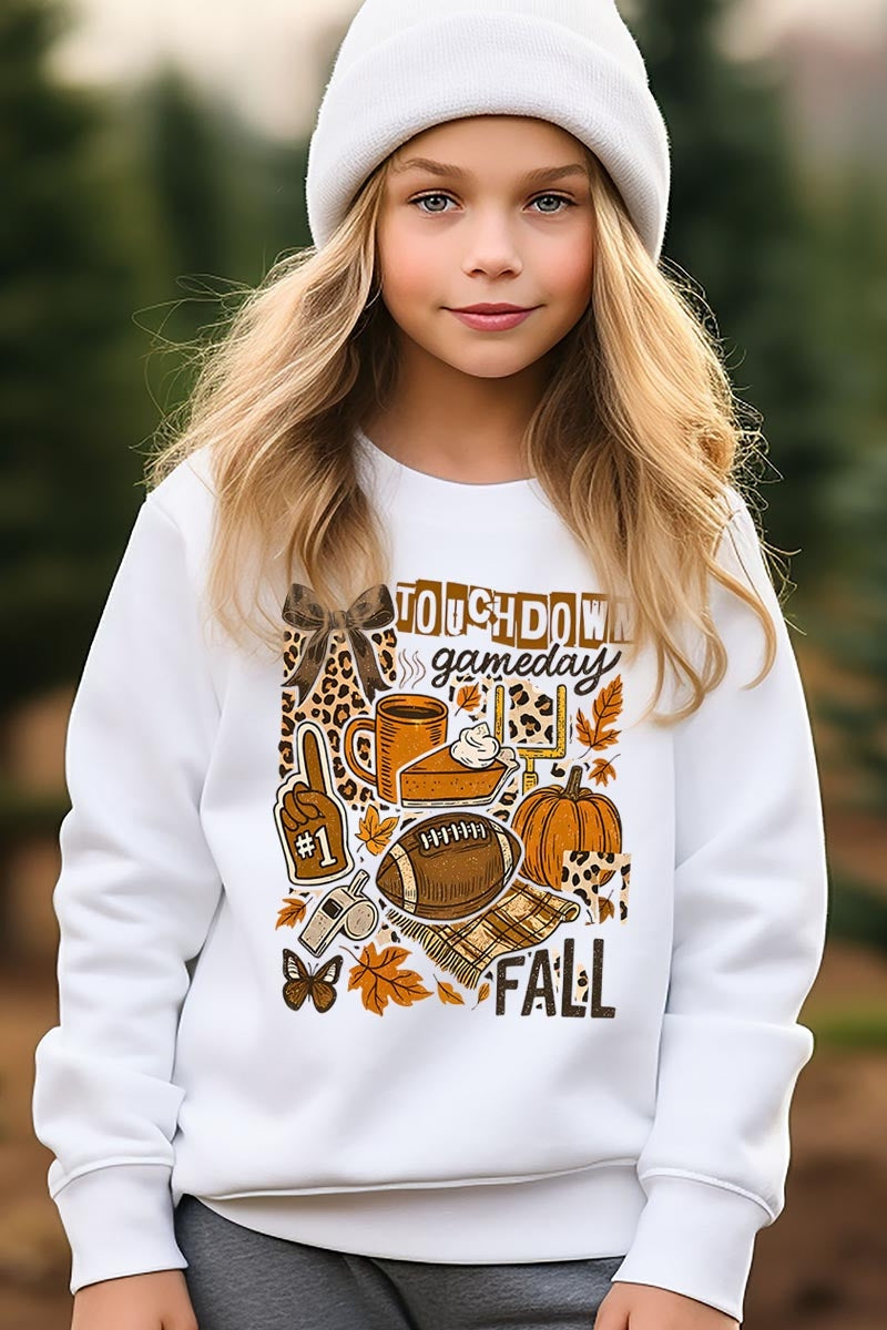 UL180B-E3134Z Fall Football Collage Kids Graphic Sweatshirt $20