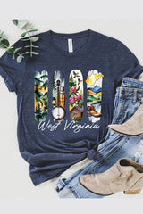 US3001P-E3061WV West Virginia State Brushstroke Graphic Plus Tee $16