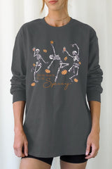 UL240-E3123 Halloween Skeleton Graphic Long Sleeve Tee $13.75