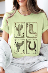 US3001-E3094 Western Cowgirl Card Graphic Tee $12.5