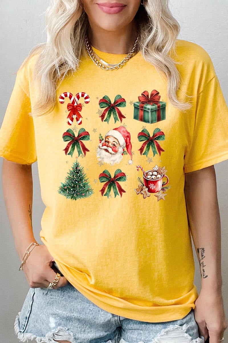 5000P-E3217 Santa Gifts & Bows Christmas Graphic Plus Heavy Cotton Tee $12.75