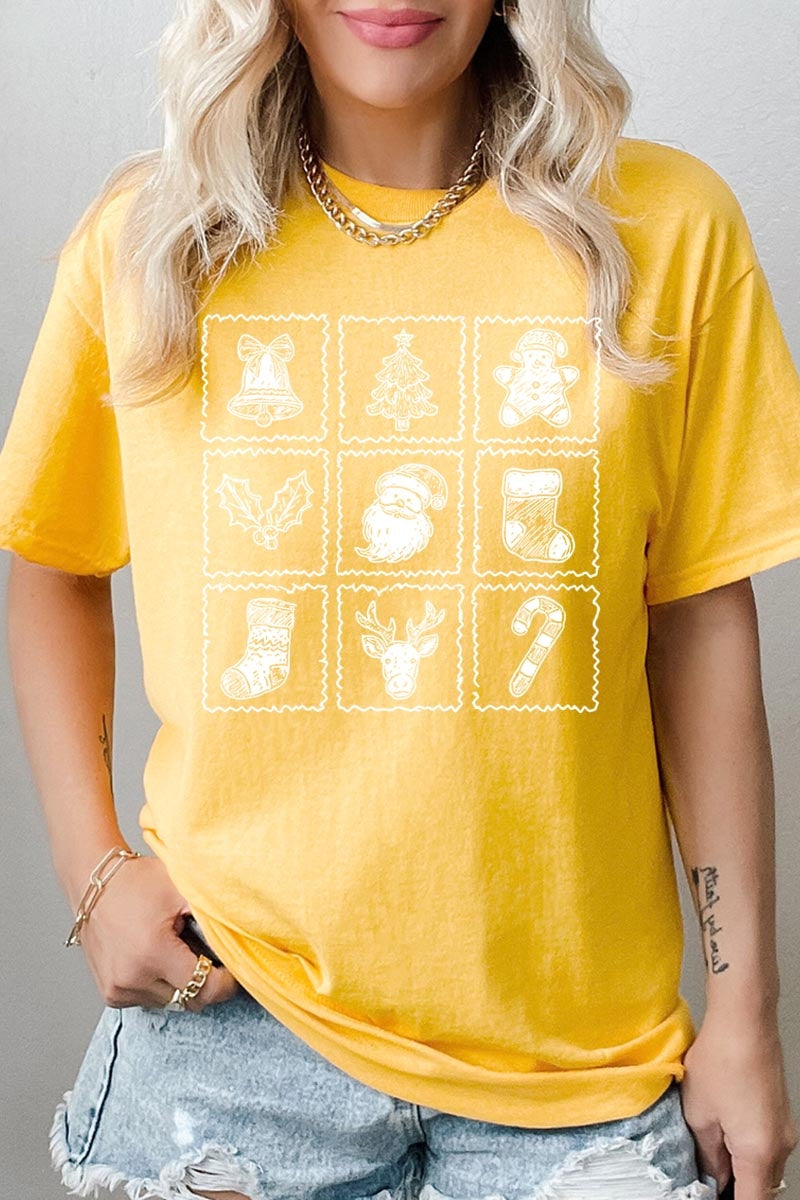 5000P-E3215 Christmas Icons Graphic Plus Heavy Cotton Tee $12.75
