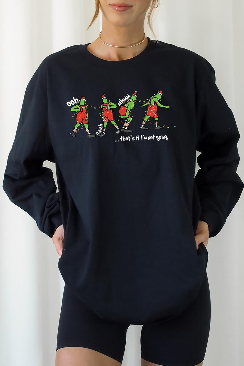 UL240P-E3203 Grinch Dance Funny Christmas Graphic Plus Long Sleeve Tee $17
