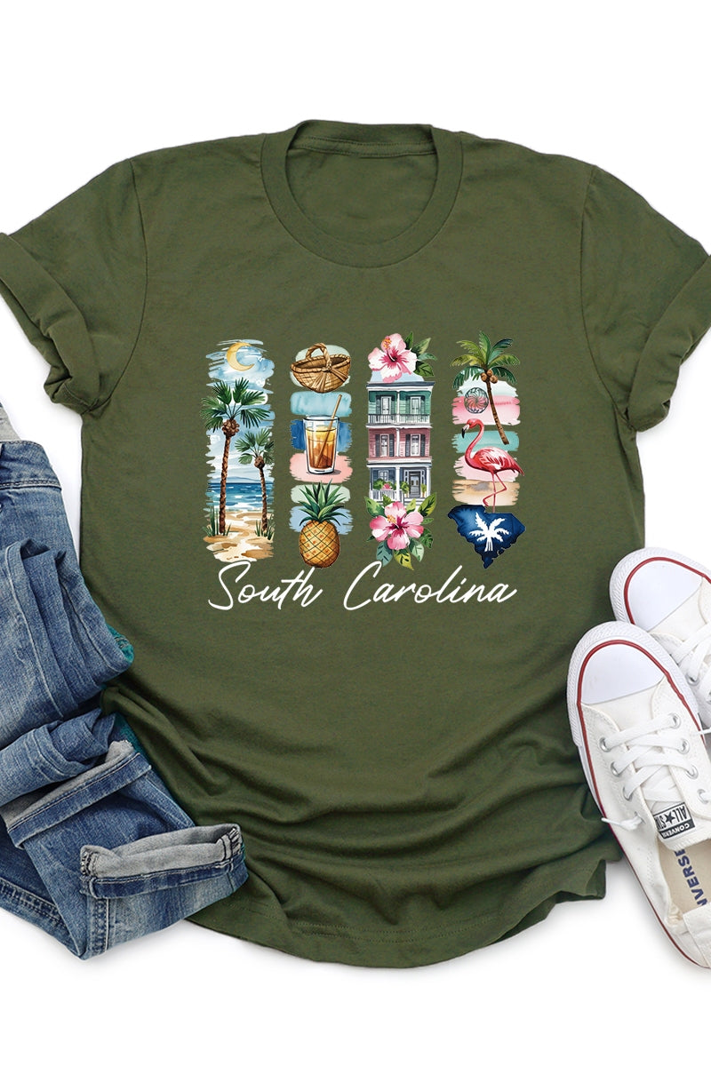US3001P-E3061SC South Carolina State Brushstroke Graphic Plus Tee $16