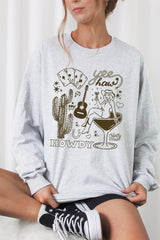 UL240P-E3097 Cowgirl Country Music Graphic Plus Long Sleeve Tee $17