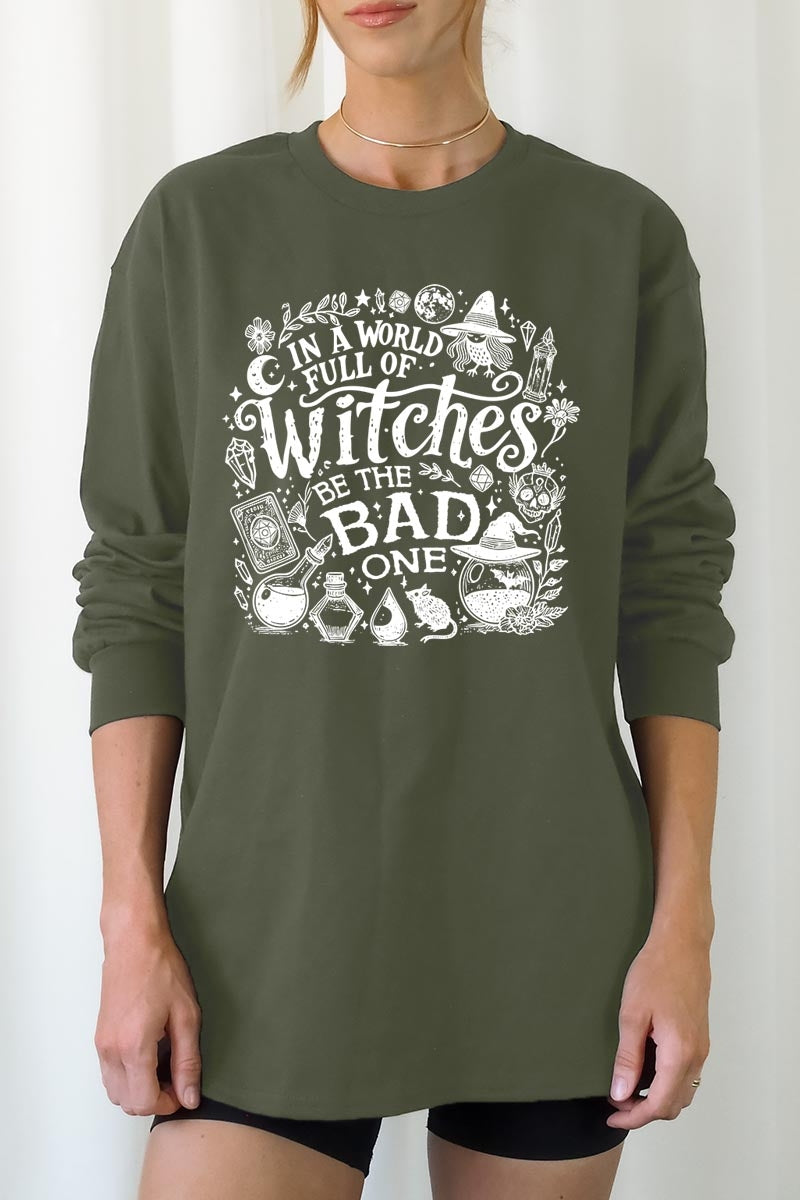 UL240-E3139 In a World of Witches Graphic Long Sleeve Tee $13.75