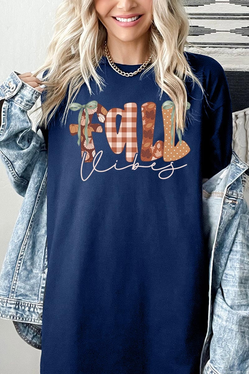 5000-E3071 Fall Vibes Rustic Script Graphic Heavy Cotton Tee $9