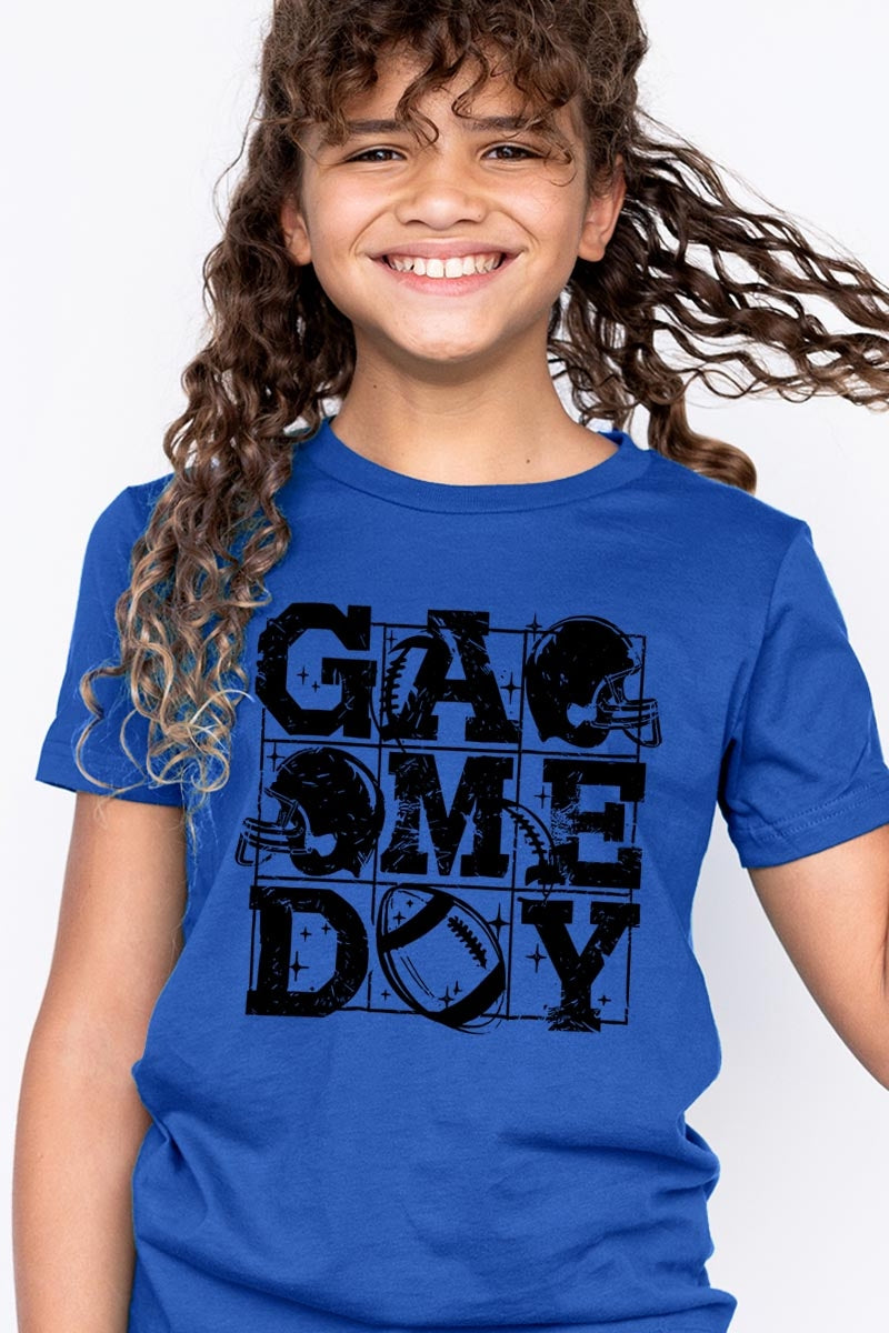 US3001Y-E3073Z Distressed Game Day Kids Graphic Tee $11