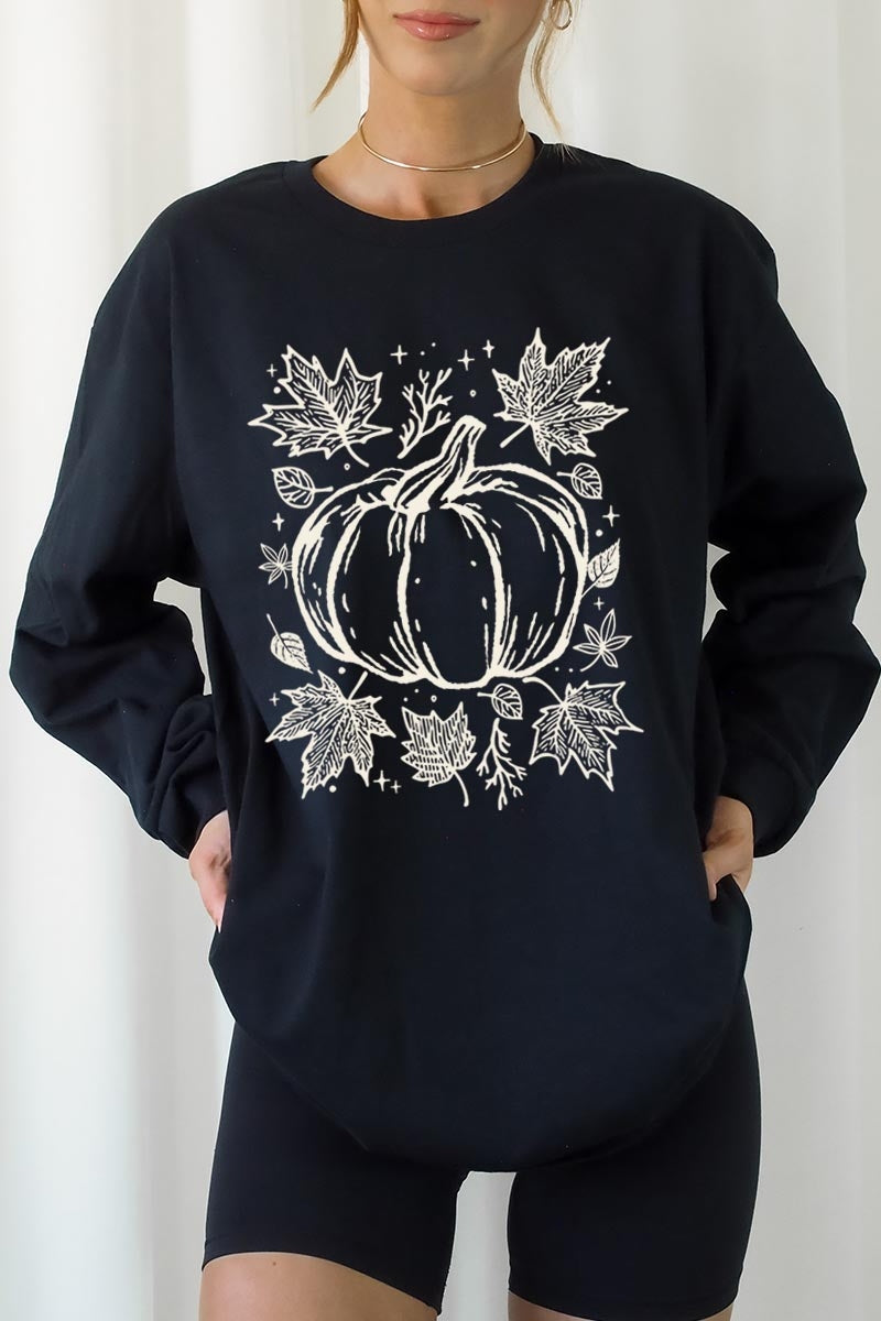UL240P-E3162 Fall Pumpkin Graphic Plus Long Sleeve Tee $17