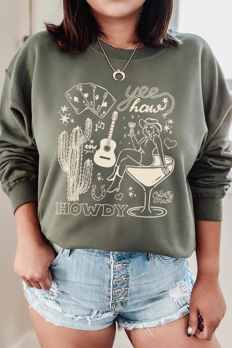 UL180-E3097 Cowgirl Country Music Graphic Sweatshirt $20