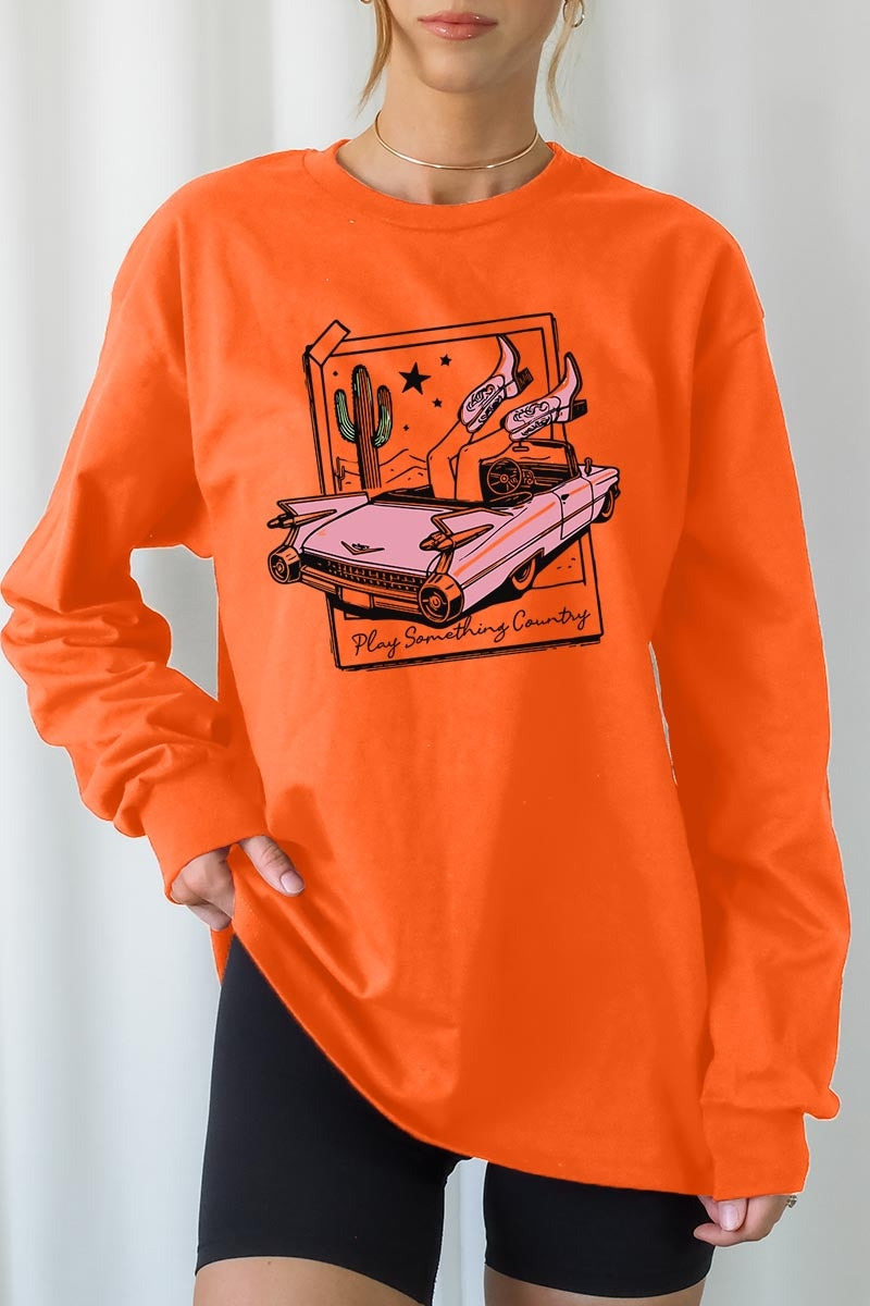 UL240P-E3098 Play Something Country Plus Long Sleeve Tee $17