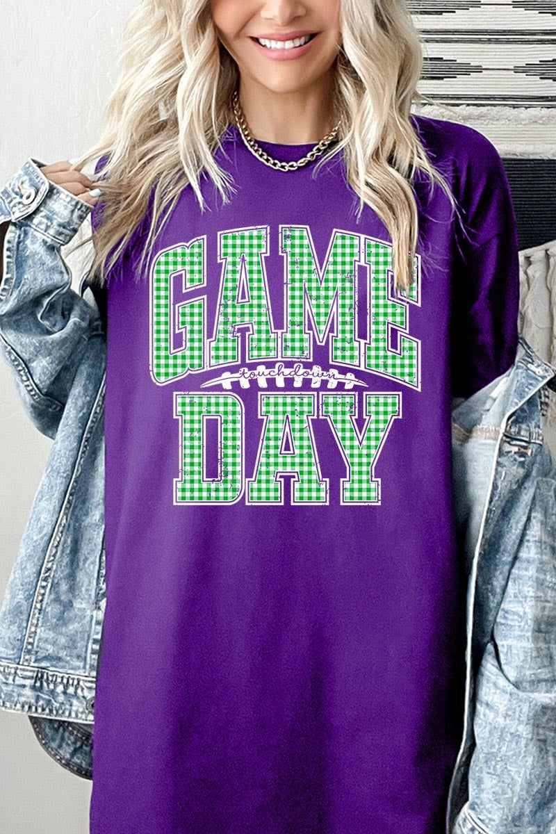 5000P-E3128 Green Gingham Game Day Plus Heavy Cotton Tee $12.75