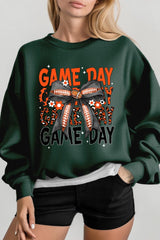 UL180-E3088 Orange Black Football Game Day Bow Sweatshirt $20