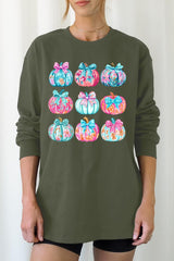 UL240-E3137 Coquette Pumpkin Graphic Long Sleeve Tee $13.75