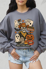 UL180-E3107 Spooky Western Skeleton Graphic Sweatshirt $20