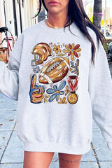 UL180P-E3072 Retro Floral Football Graphic Plus Sweatshirt $25