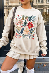 UL180P-E3186 Floral Christmas Graphic Plus Sweatshirt $25