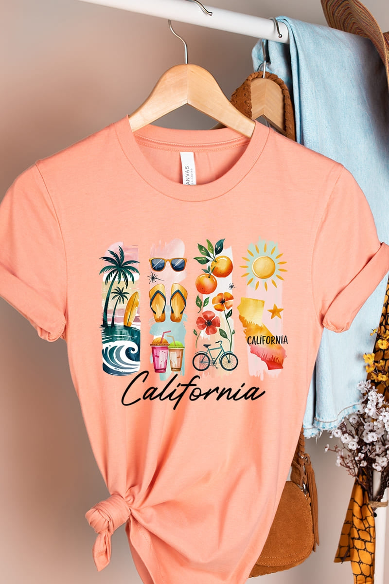 US3001-E3061CA California State Brushstroke Graphic Tee $12.5