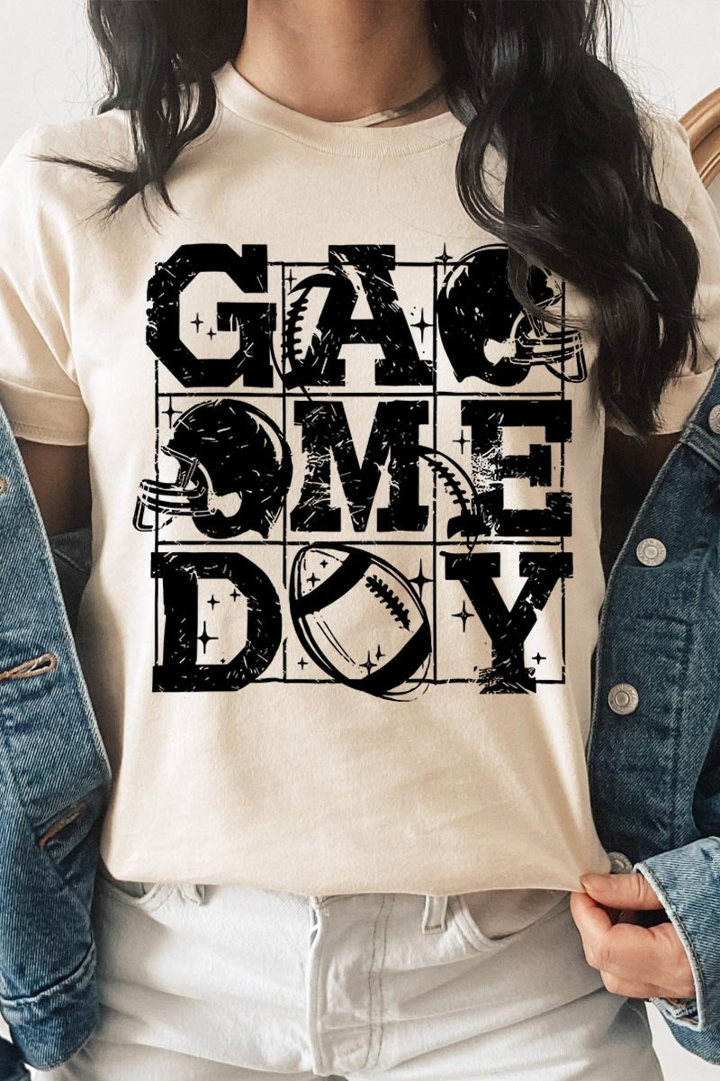 US3001P-E3073 Distressed Game Day Graphic Plus Tee $16