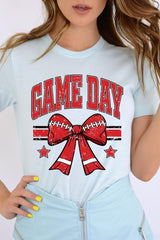 US3001P-E3062 Red Game Day Football Bow Graphic Plus Tee $16
