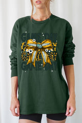 UL240P-E3090 Yellow Football Game Day Bow Plus Long Sleeve Tee $17