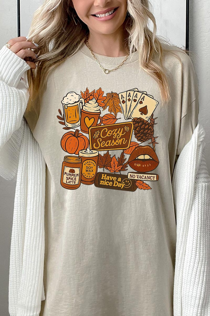 5000-E3119 Retro Fall Collage Graphic Heavy Cotton Tee $9