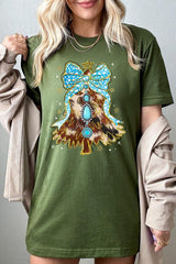 US3001P-E3184 Turquoise Christmas Tree Graphic Plus Tee $16