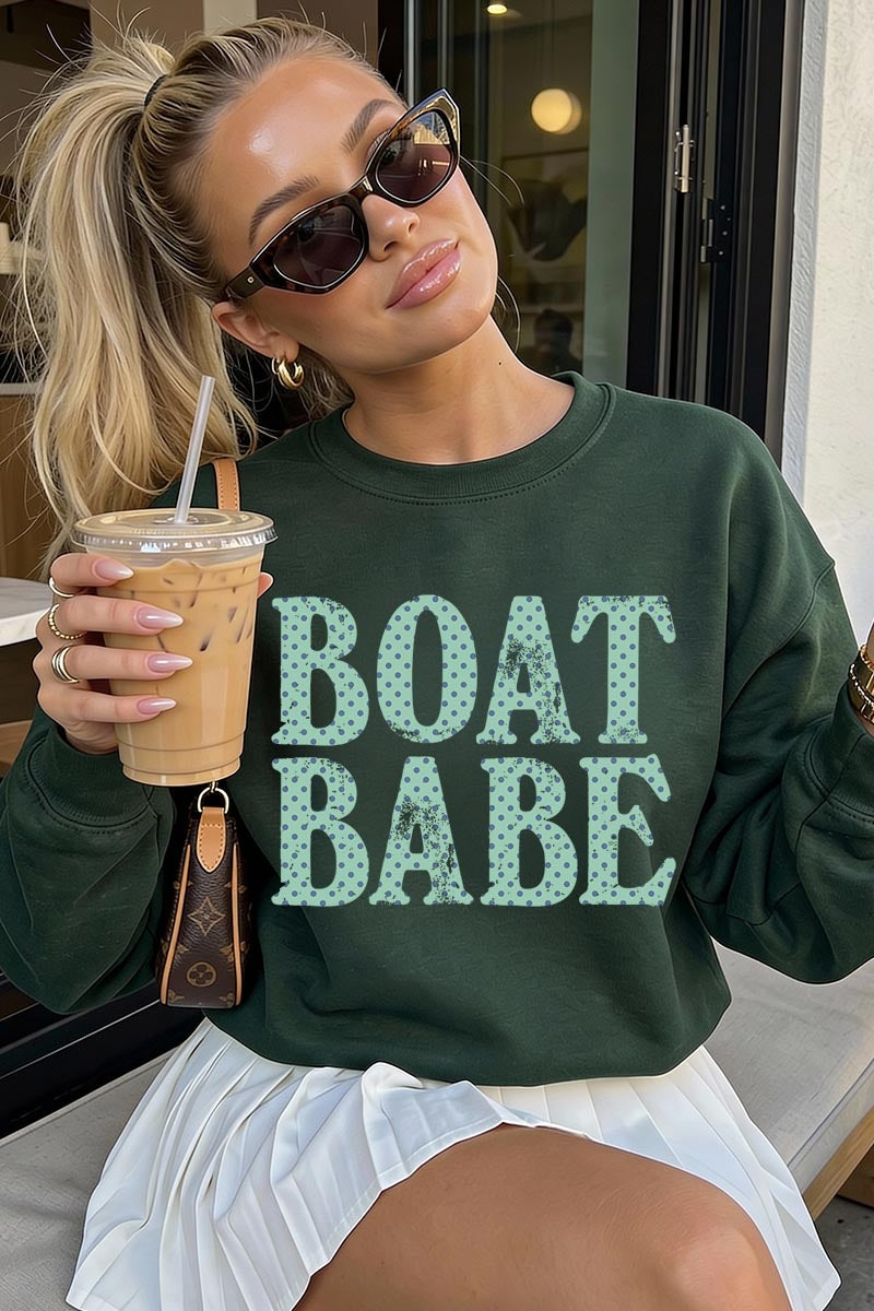 UL180-E3466 Boat Babe Dot Graphic Sweatshirt $20