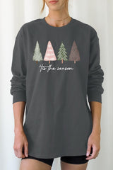 UL240P-E3218 Rustic Christmas Trees Graphic Plus Long Sleeve Tee $17